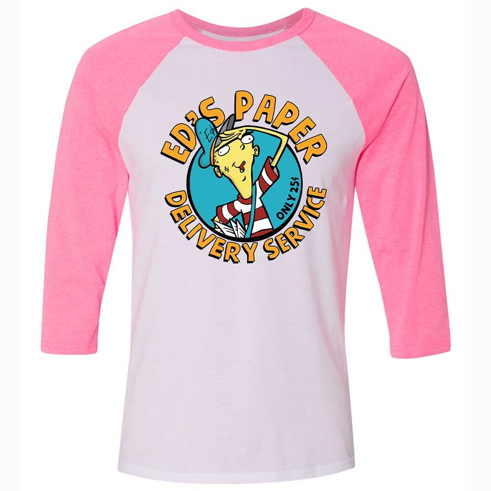 Unisex 3/4 Baseball Tee - EGMQ9XRN - White/Neon Pink - 12