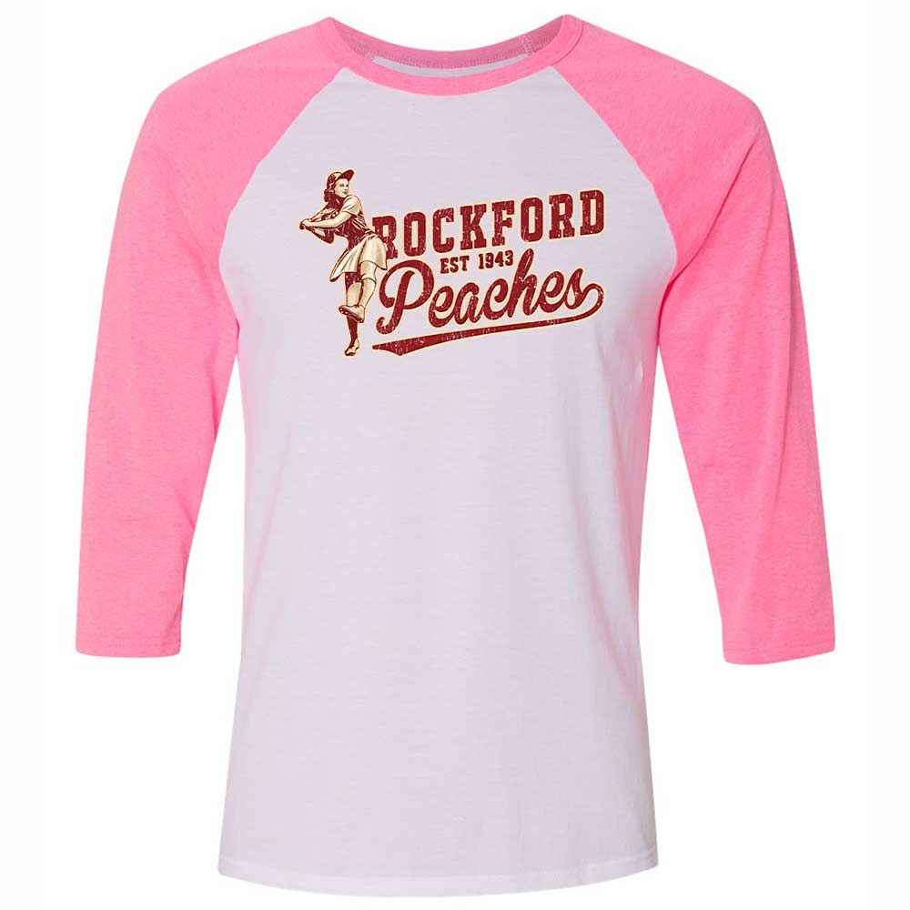 Unisex 3/4 Baseball Tee - W4MZN4BJ - White/Neon Pink - 12