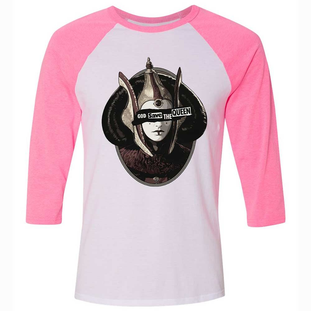 Unisex 3/4 Baseball Tee - 3QXF181K - White/Neon Pink - 12
