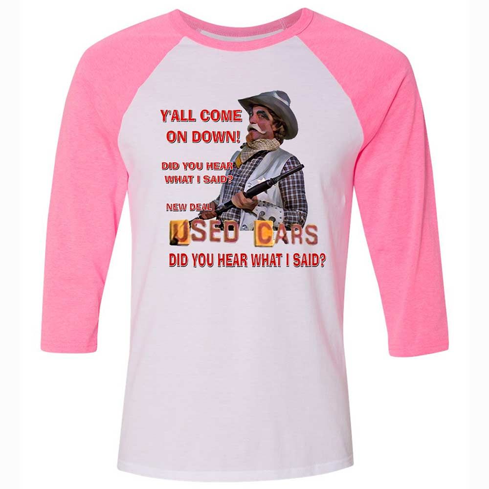 Unisex 3/4 Baseball Tee - 33H9Z88C - White/Neon Pink - 12