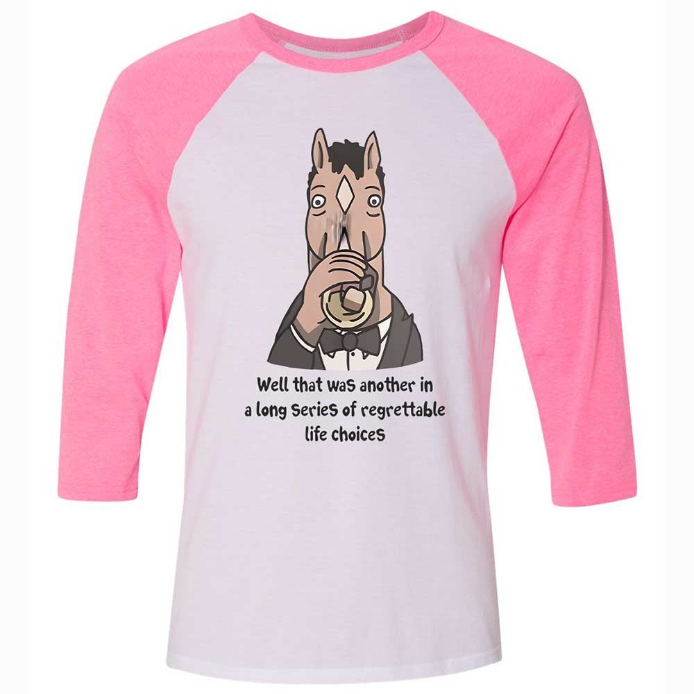 Unisex 3/4 Baseball Tee - 6ZEPH7W4 - White/Neon Pink - 12