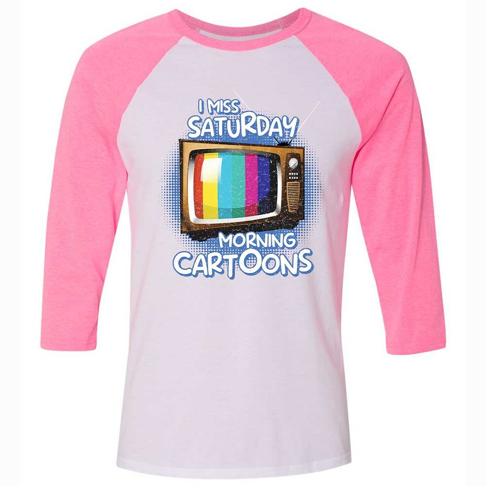 Unisex 3/4 Baseball Tee - D3JLVLP7 - White/Neon Pink - 12