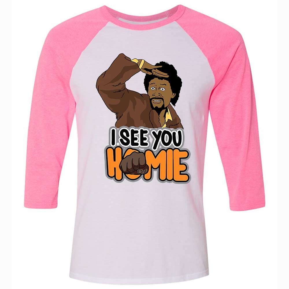 Unisex 3/4 Baseball Tee - B94MZM22 - White/Neon Pink - 12