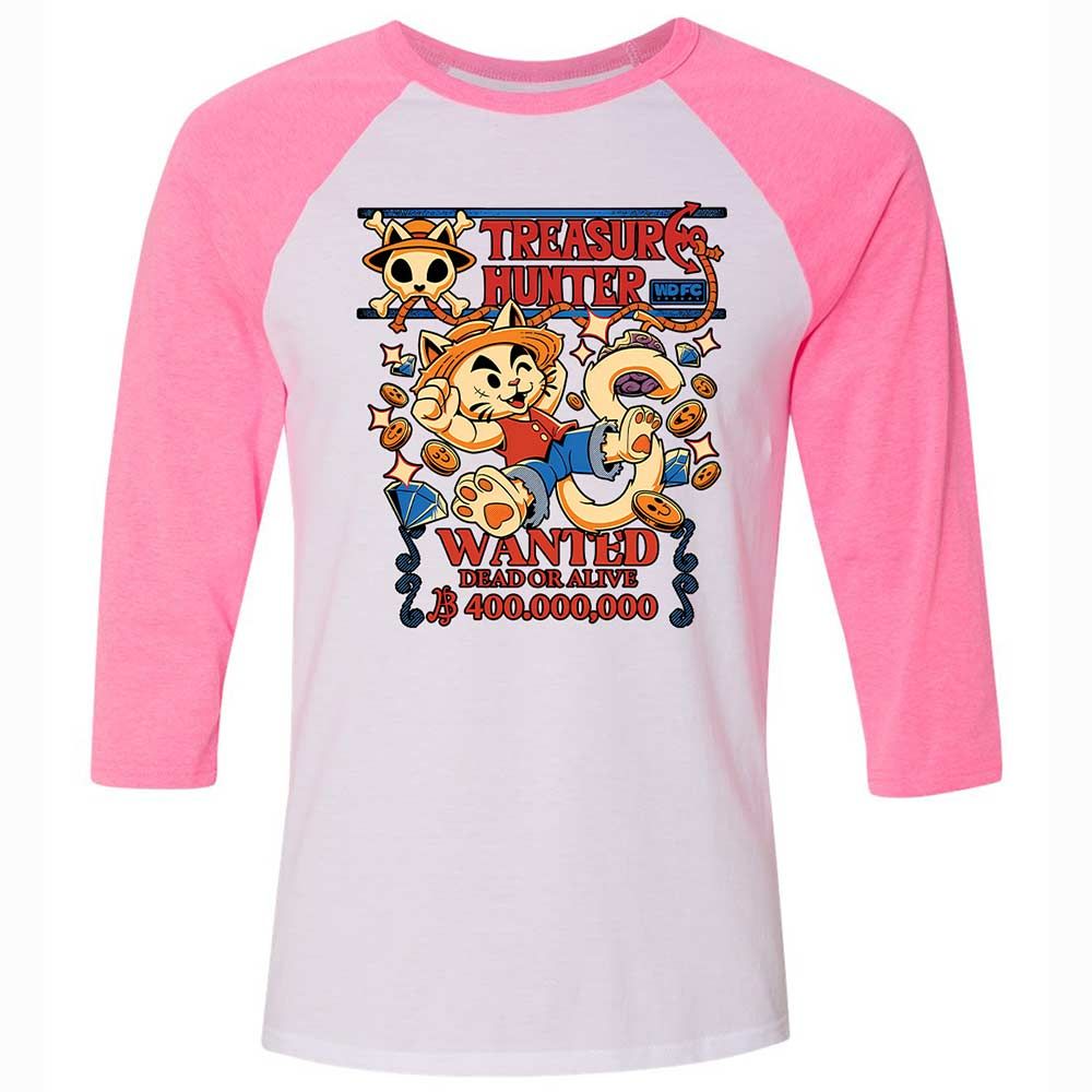 Unisex 3/4 Baseball Tee - 5P4SXY51 - White/Neon Pink - 12