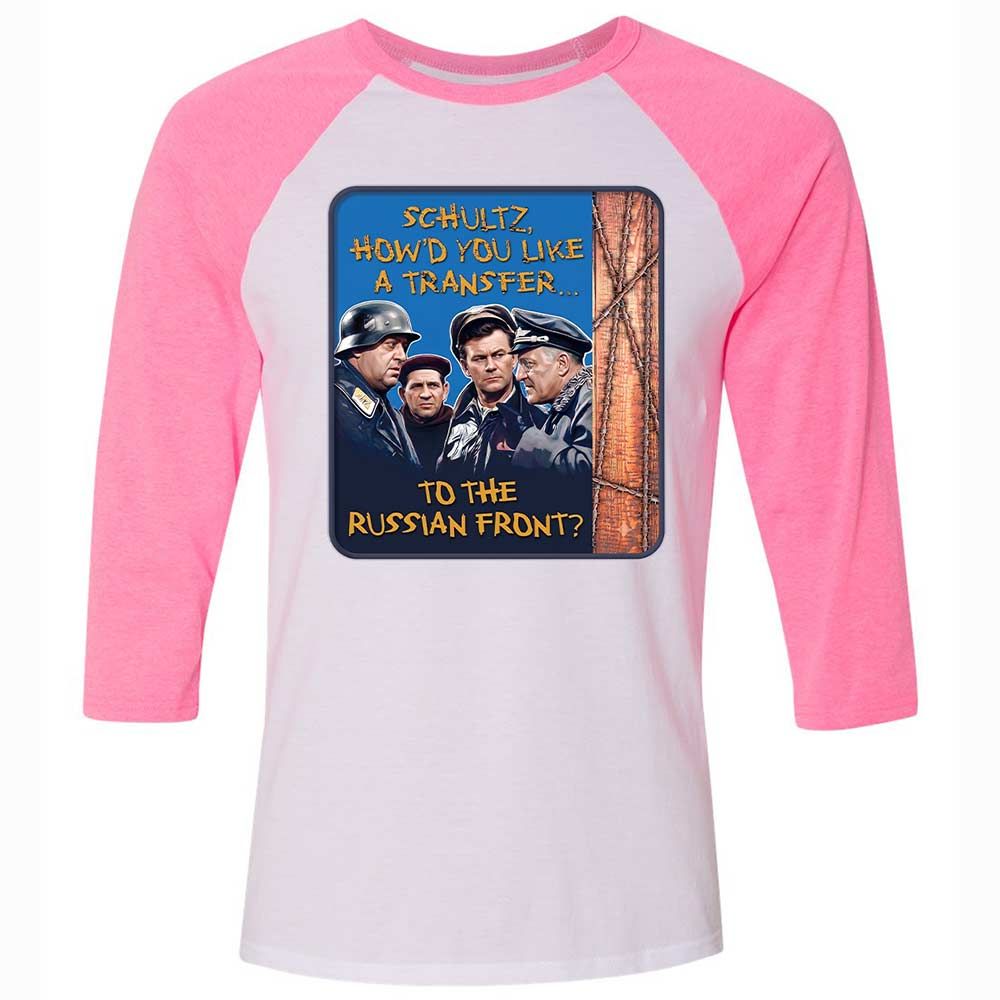 Unisex 3/4 Baseball Tee - B87L4KPP - White/Neon Pink - 12