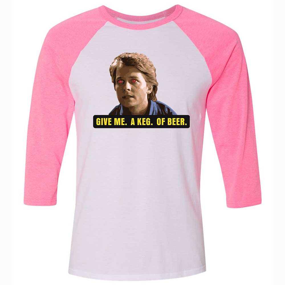 Unisex 3/4 Baseball Tee - LCEQ1LFJ - White/Neon Pink - 12