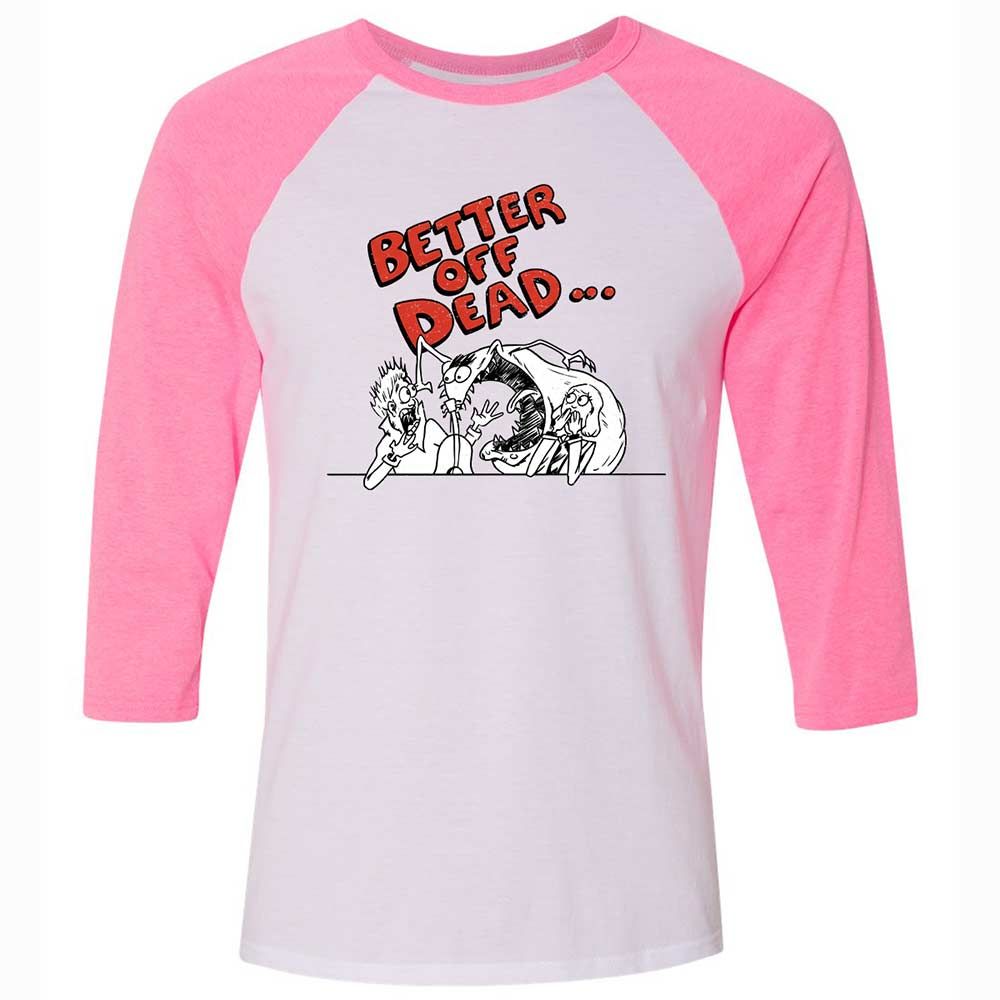 Unisex 3/4 Baseball Tee - KTNRHGNU - White/Neon Pink - 12