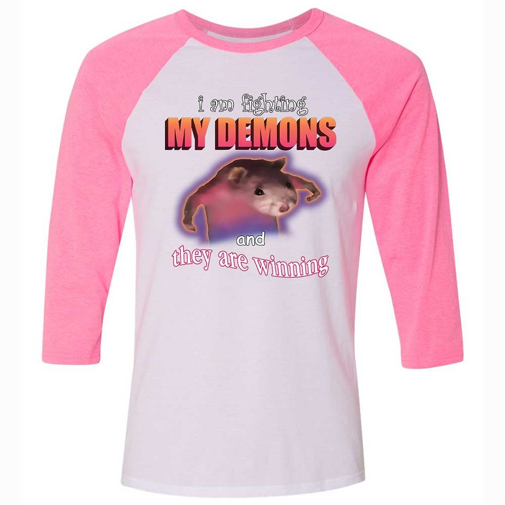 I'm fighting my demons - White/Neon Pink - 12