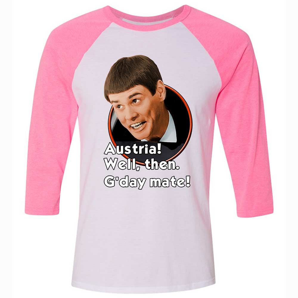 Unisex 3/4 Baseball Tee - H3QY34GT - White/Neon Pink - 12