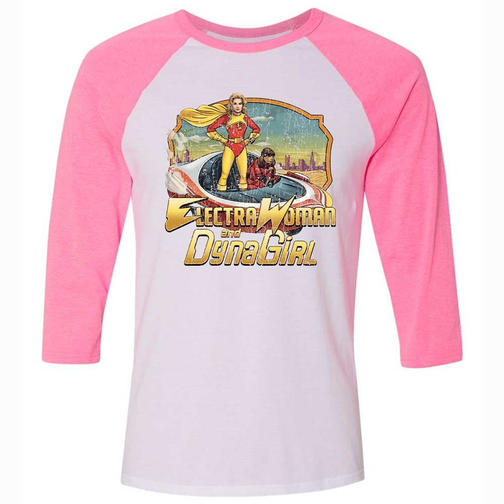 Unisex 3/4 Baseball Tee - PPJJTTMR - White/Neon Pink - 12