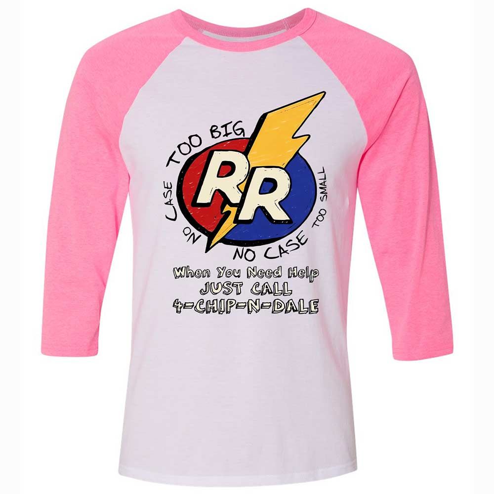 Unisex 3/4 Baseball Tee - 12NRYWCB - White/Neon Pink - 12