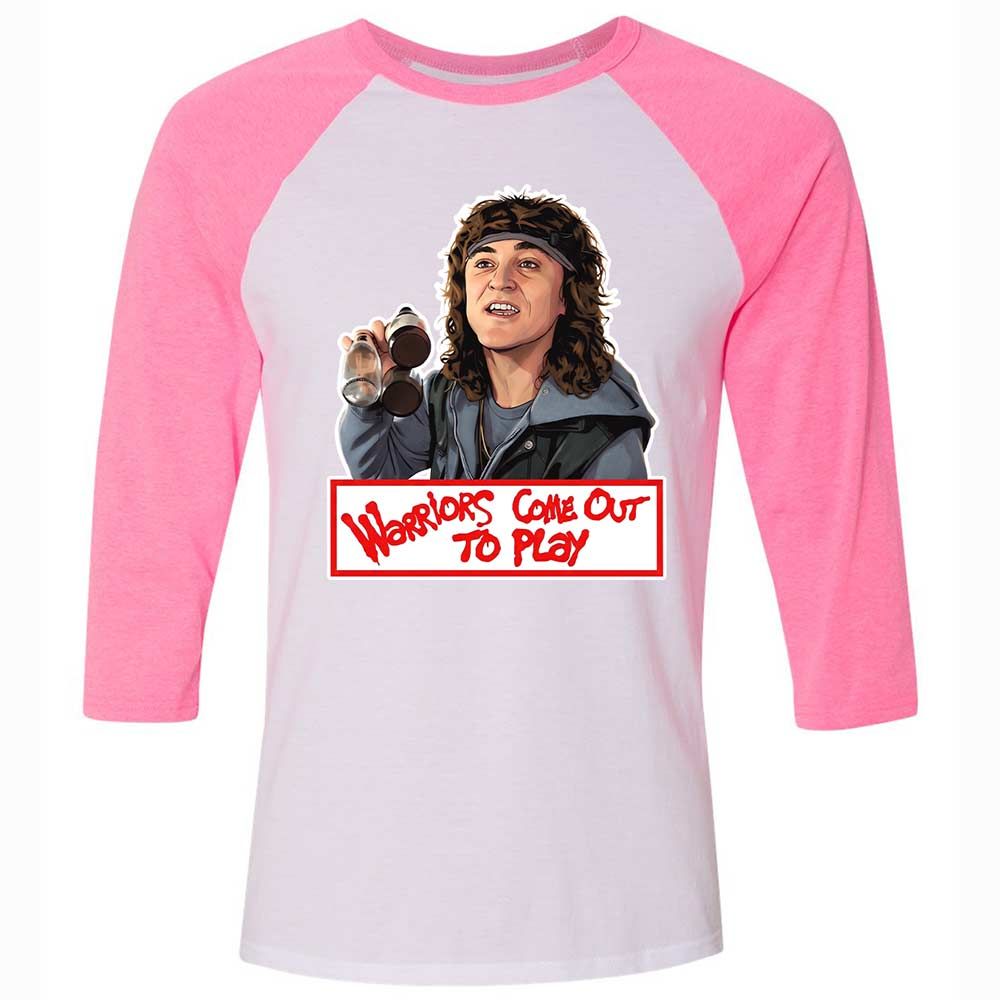 Unisex 3/4 Baseball Tee - QEYJ4AC1 - White/Neon Pink - 12