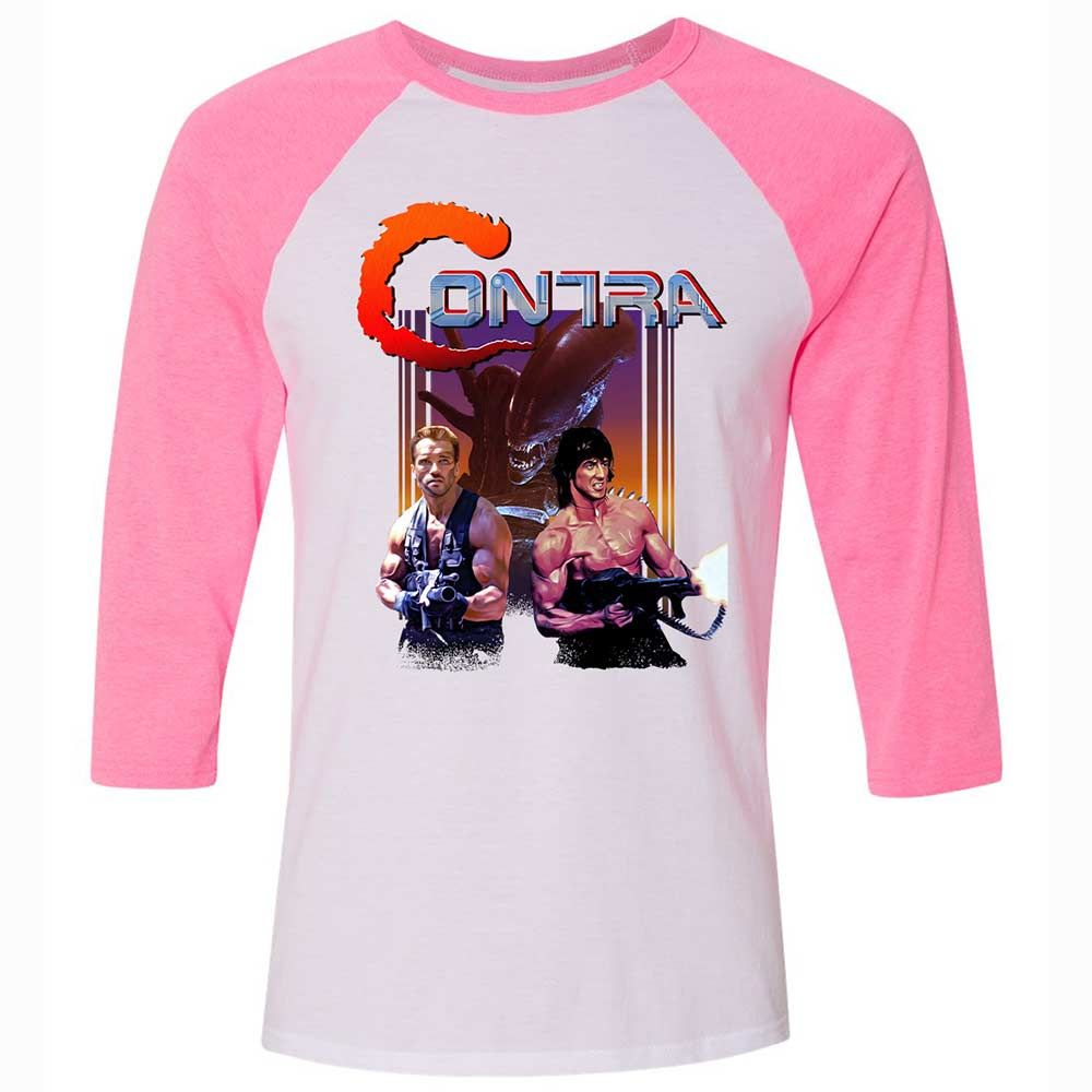 Unisex 3/4 Baseball Tee - FG87PWEY - White/Neon Pink - 12