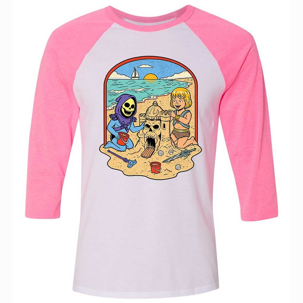 Unisex 3/4 Baseball Tee - TLT4E69S - White/Neon Pink - 12