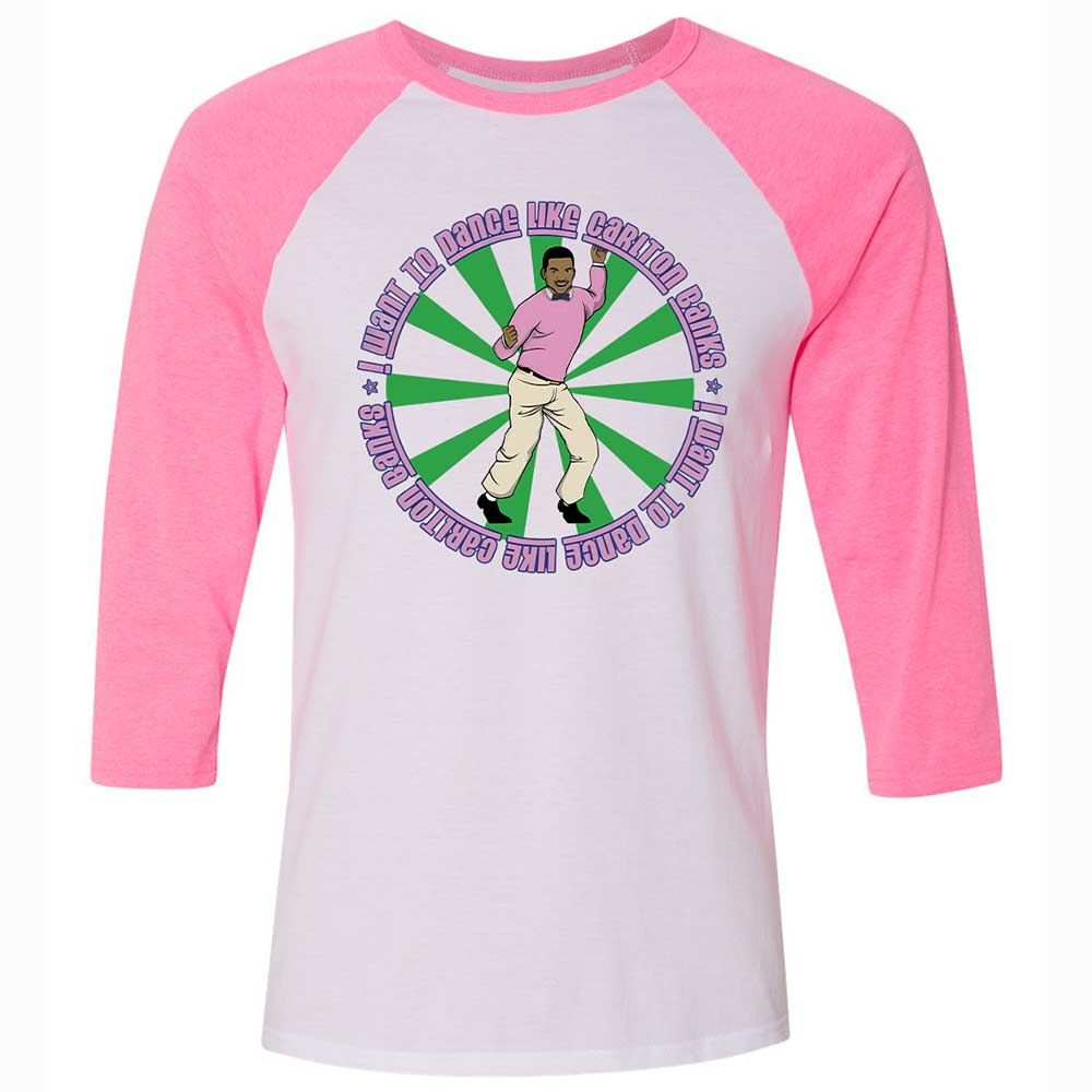 Unisex 3/4 Baseball Tee - QVMM5C3E - White/Neon Pink - 12