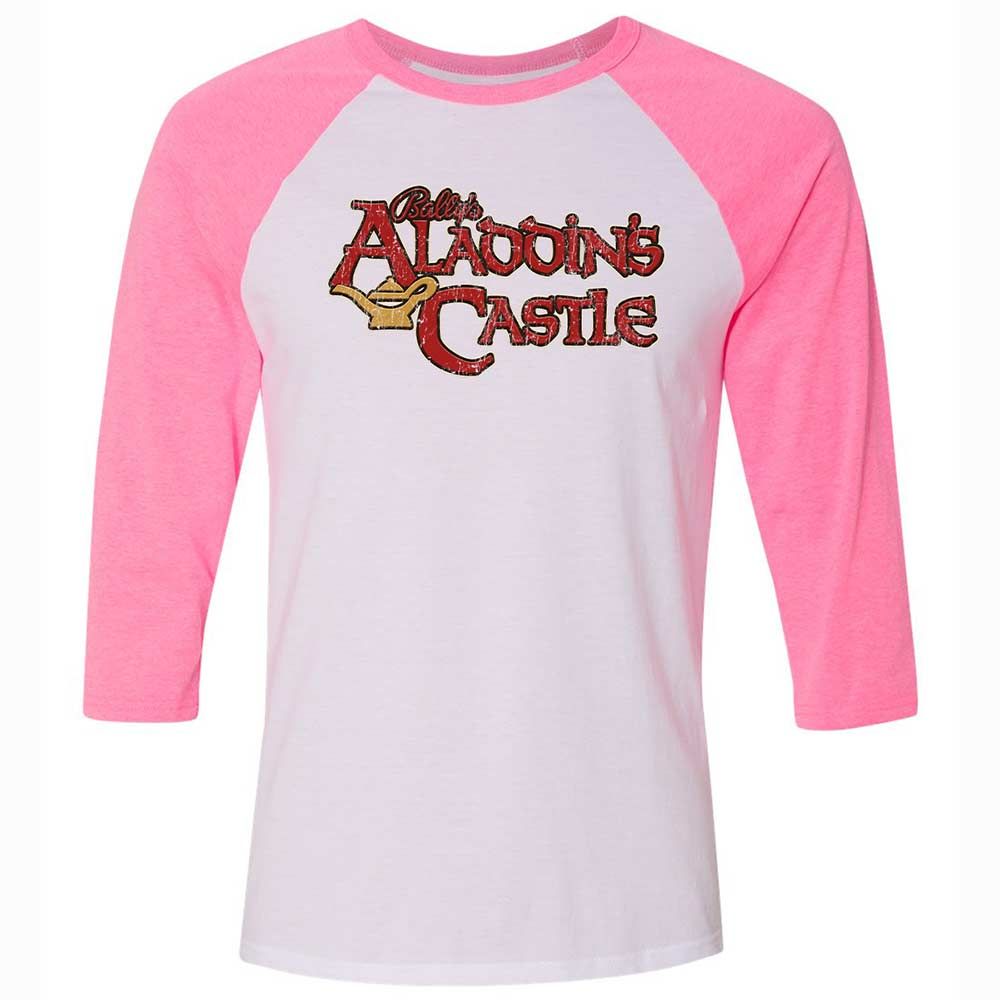 Unisex 3/4 Baseball Tee - YUL9YDF8 - White/Neon Pink - 12