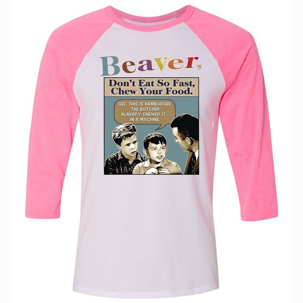 Unisex 3/4 Baseball Tee - AQS83C48 - White/Neon Pink - 12