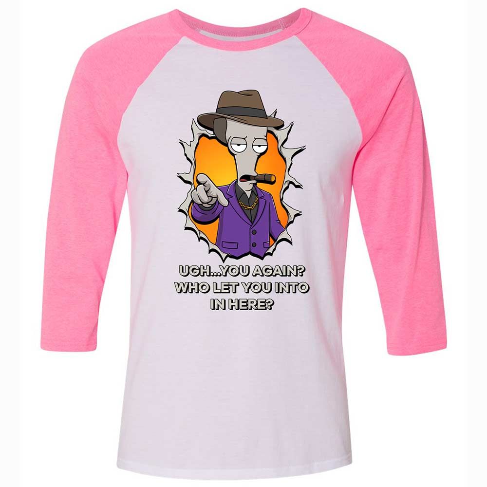 Unisex 3/4 Baseball Tee - QHFPRWLB - White/Neon Pink - 12