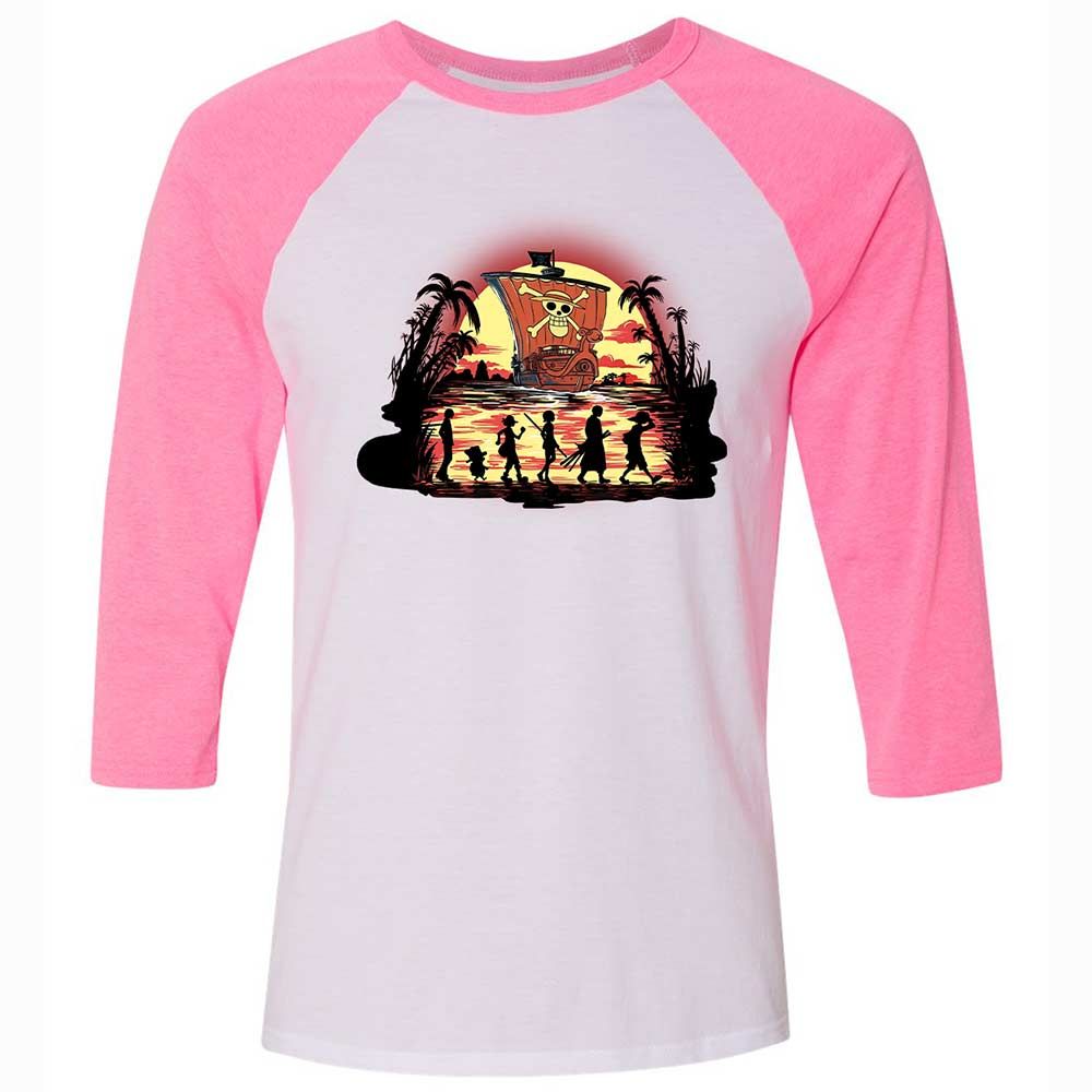 Unisex 3/4 Baseball Tee - XD467XNH - White/Neon Pink - 12