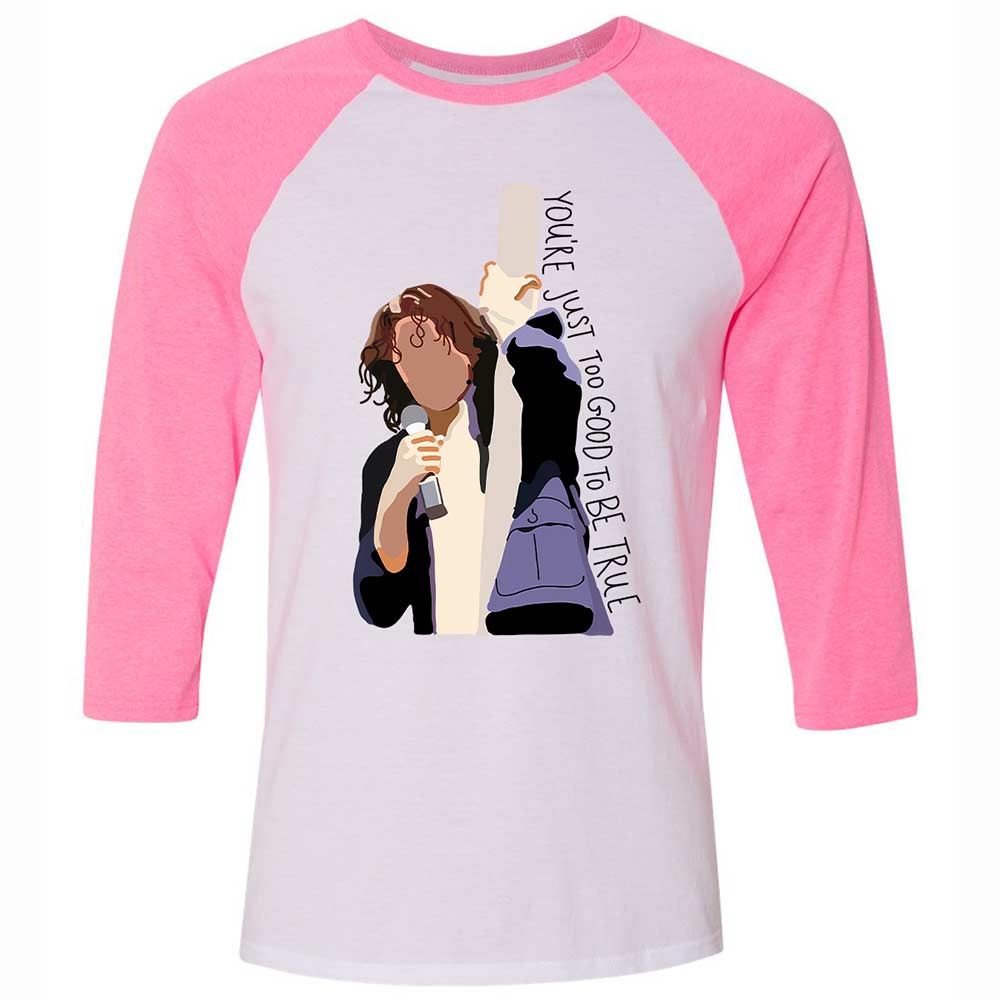 Unisex 3/4 Baseball Tee - N7BF6MUR - White/Neon Pink - 12