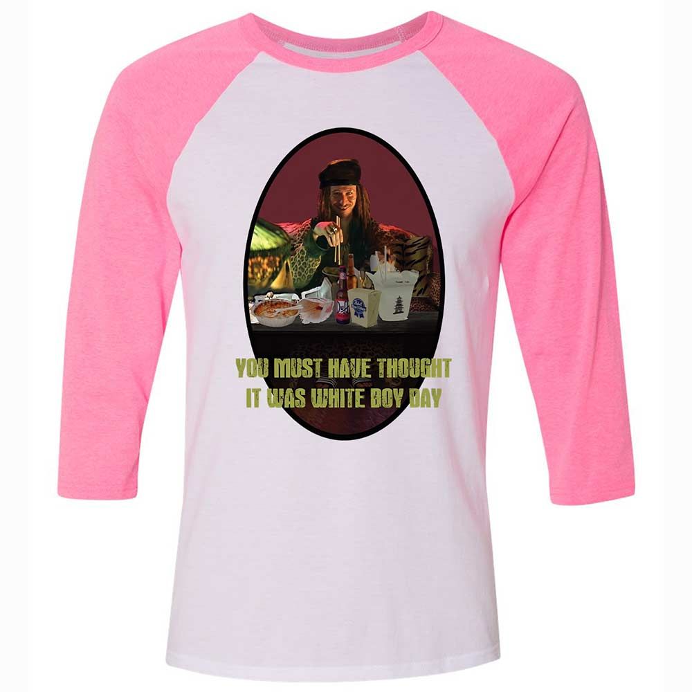 Unisex 3/4 Baseball Tee - FK2W94QE - White/Neon Pink - 12