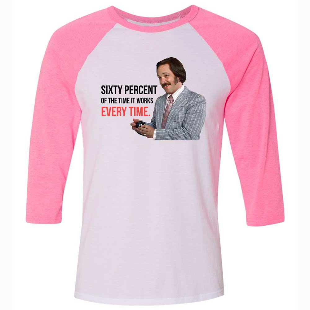 Unisex 3/4 Baseball Tee - HPRV3NFT - White/Neon Pink - 12
