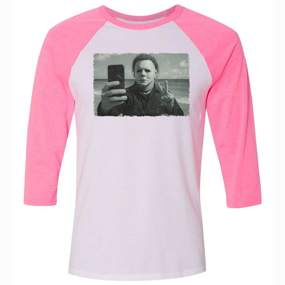 Unisex 3/4 Baseball Tee - 8VNXU8HL - White/Neon Pink - 12