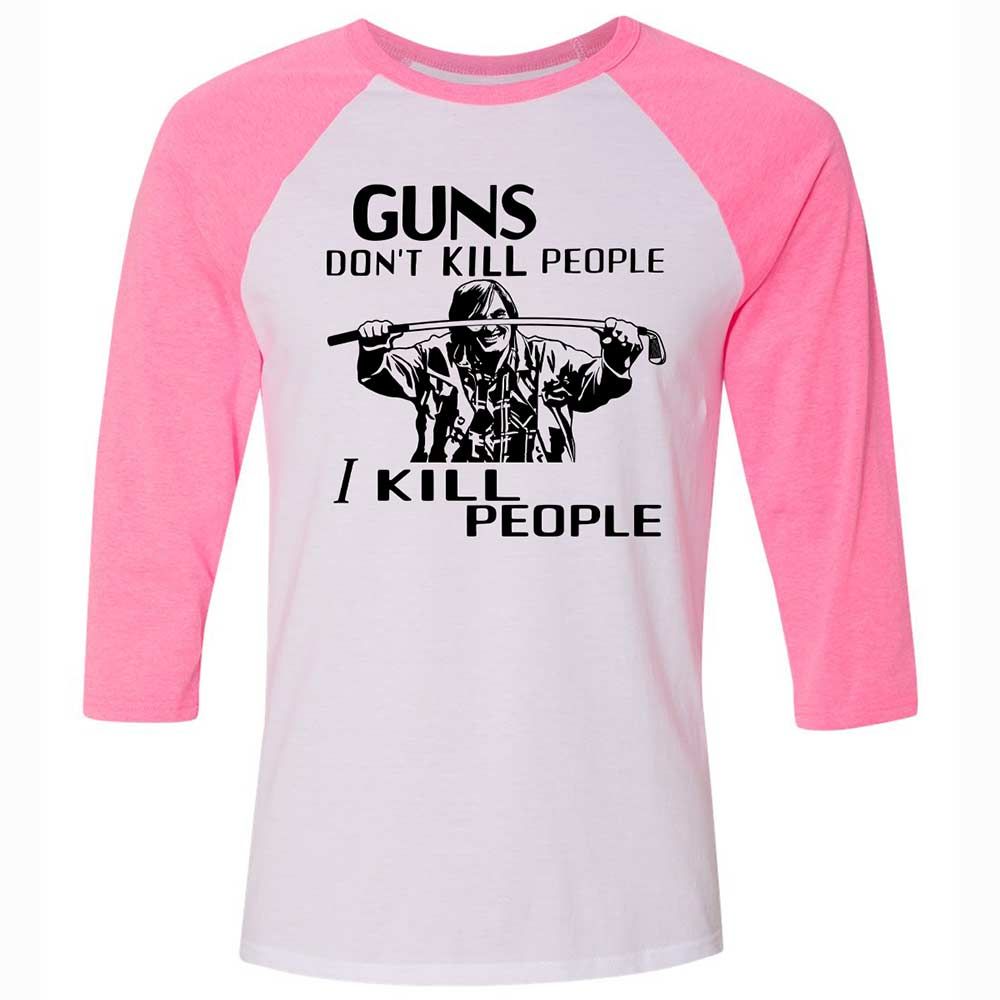 Unisex 3/4 Baseball Tee - WHNDZX2Q - White/Neon Pink - 12