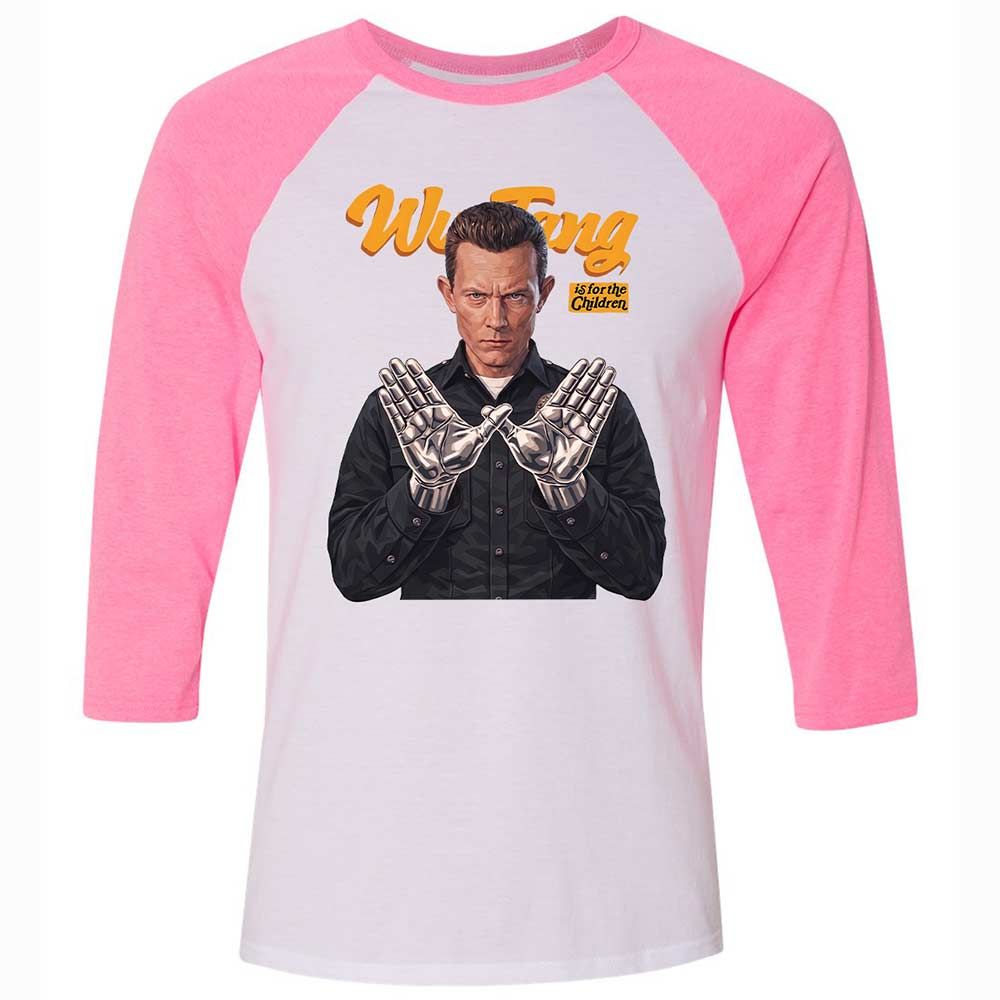 Unisex 3/4 Baseball Tee - Black - White/Neon Pink - 12
