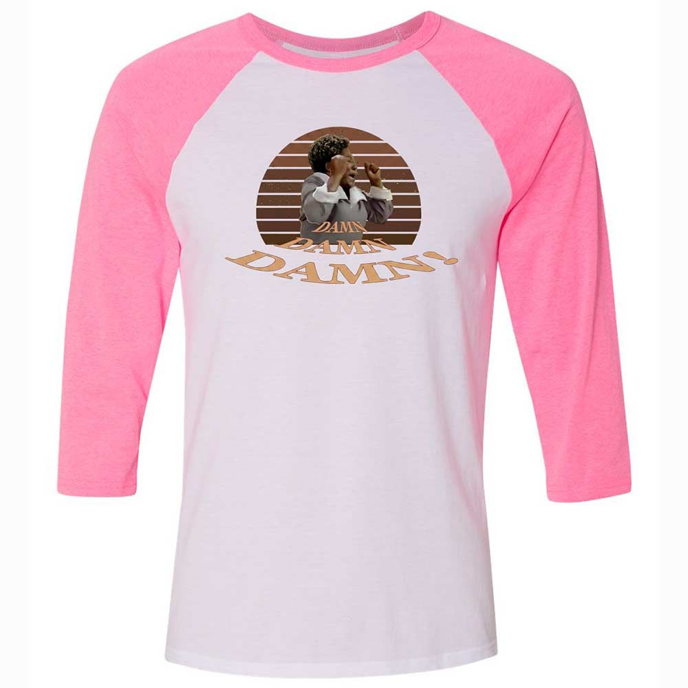 Unisex 3/4 Baseball Tee - FUR3SLY1 - White/Neon Pink - 12