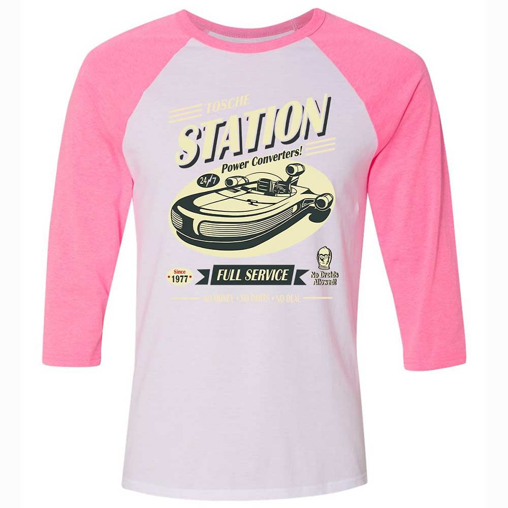 Unisex 3/4 Baseball Tee - C1KCVXG6 - White/Neon Pink - 12