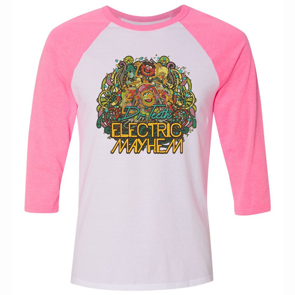 Unisex 3/4 Baseball Tee - 1V6GPTFR - White/Neon Pink - 12