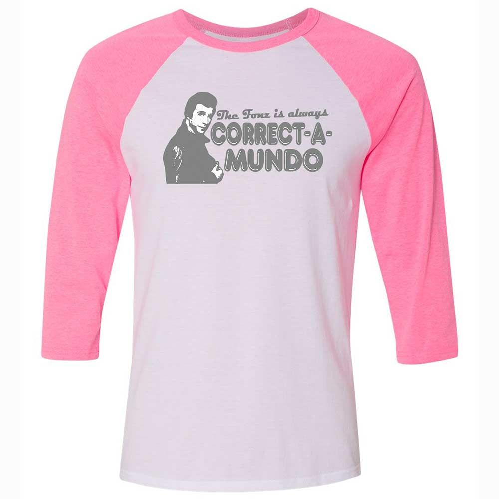 Unisex 3/4 Baseball Tee - 71ZSSCCW - White/Neon Pink - 12