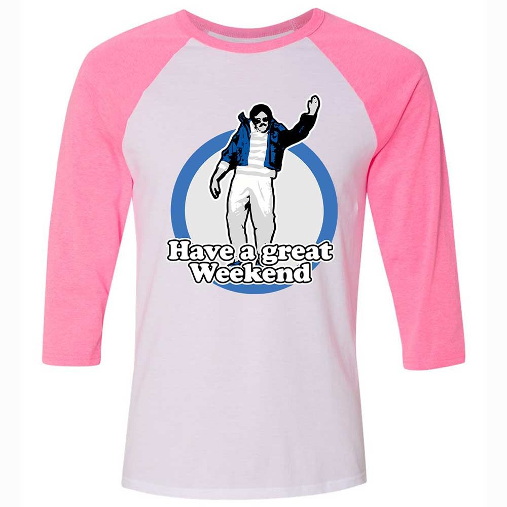 Unisex 3/4 Baseball Tee - ZHG2QF77 - White/Neon Pink - 12