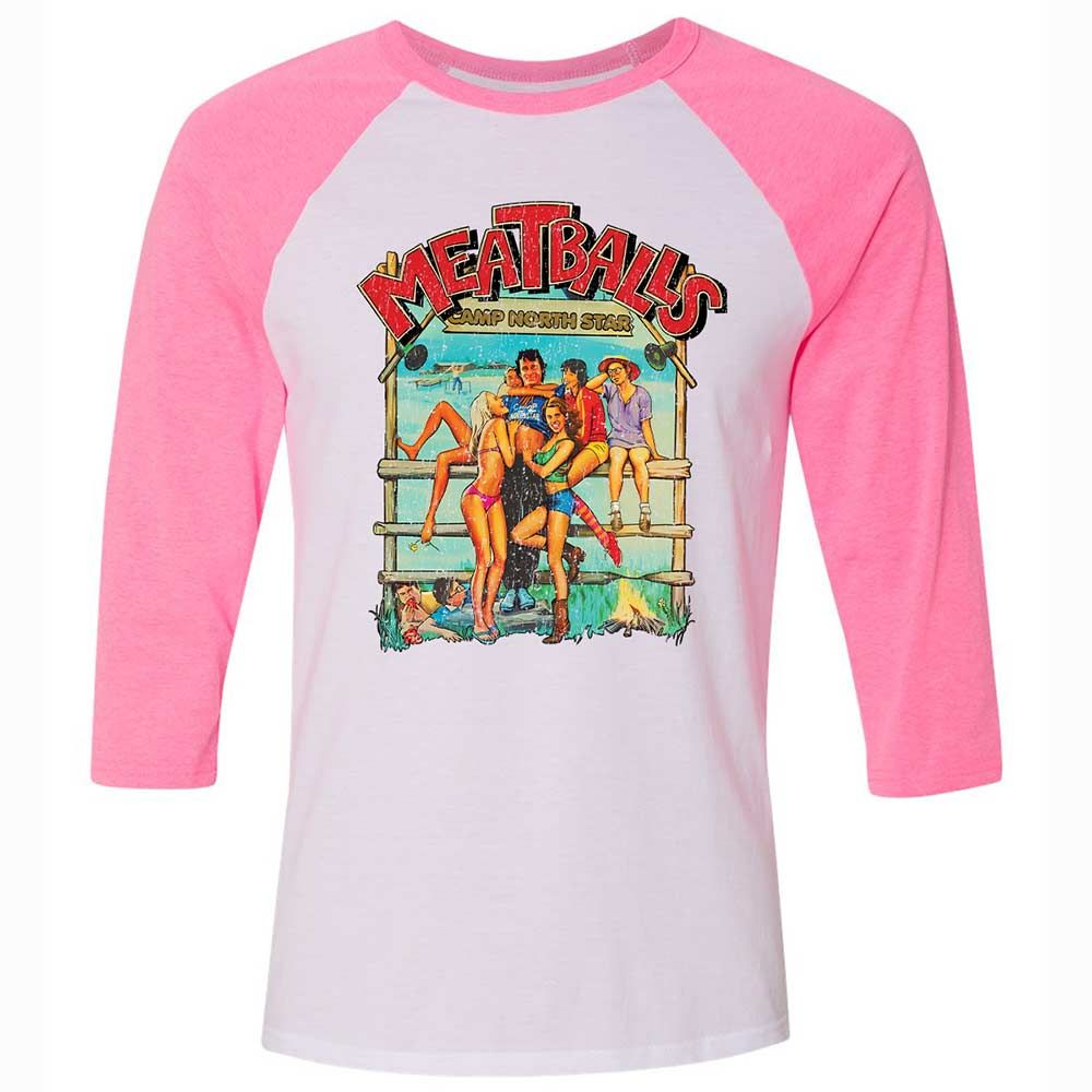 Unisex 3/4 Baseball Tee - 9RS8YAGH - White/Neon Pink - 12