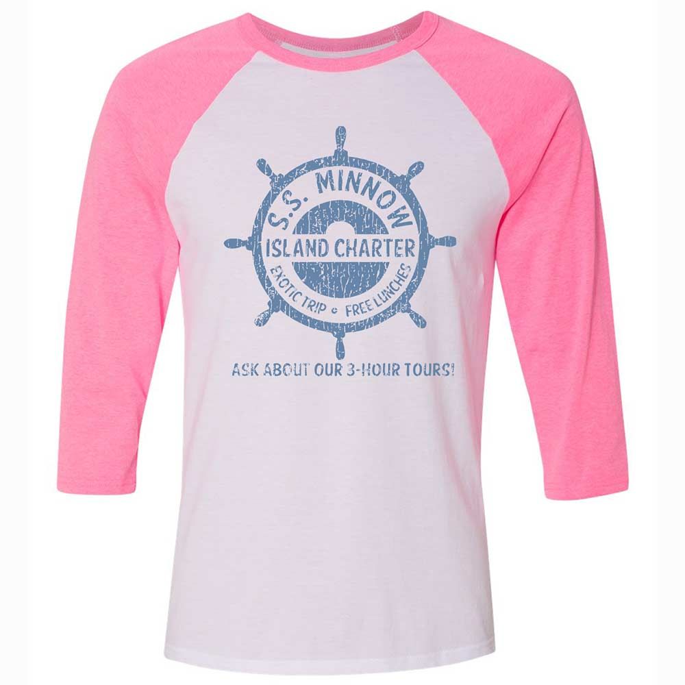 Unisex 3/4 Baseball Tee - 5HCH1WB1 - White/Neon Pink - 12