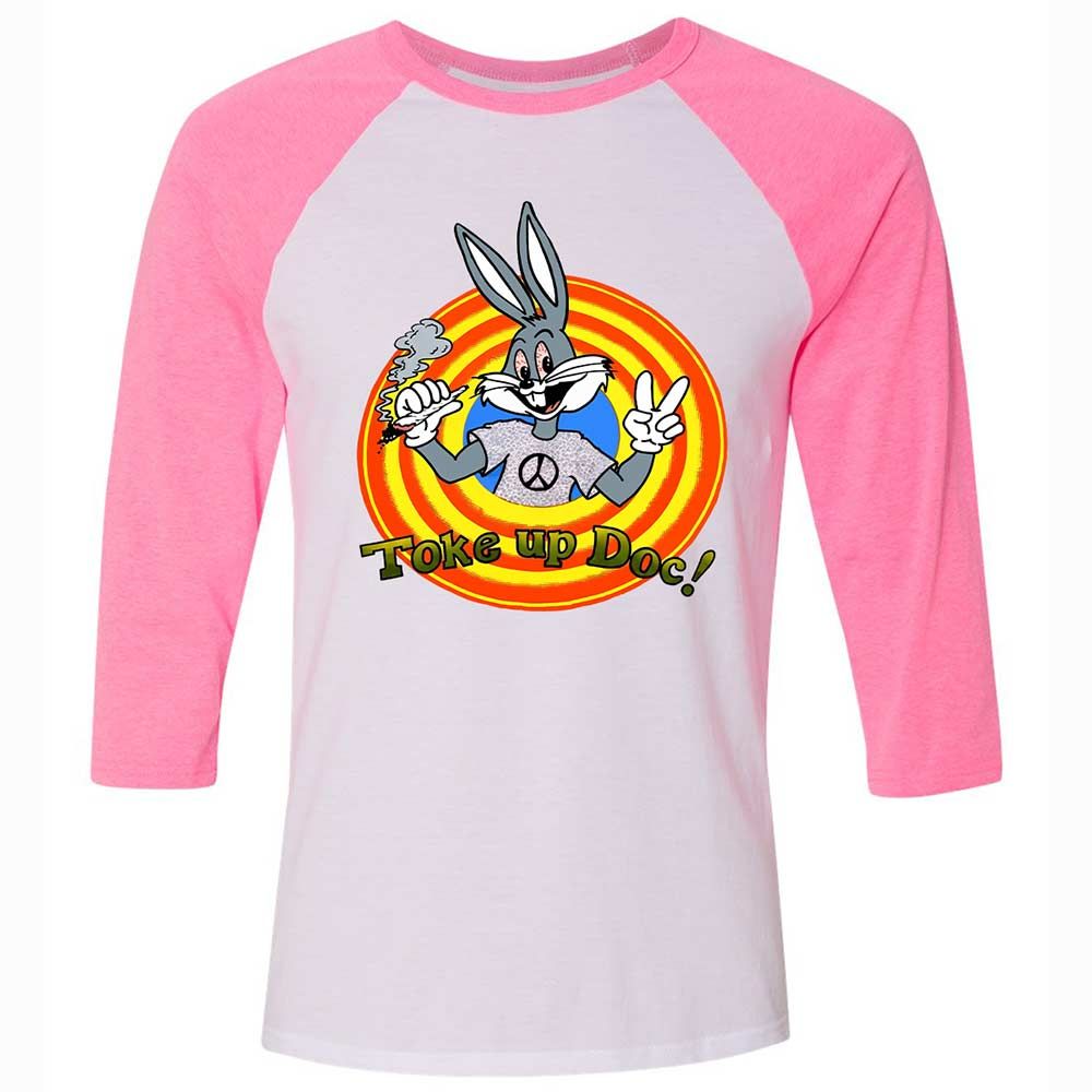 Unisex 3/4 Baseball Tee - 5B7PTPAM - White/Neon Pink - 12