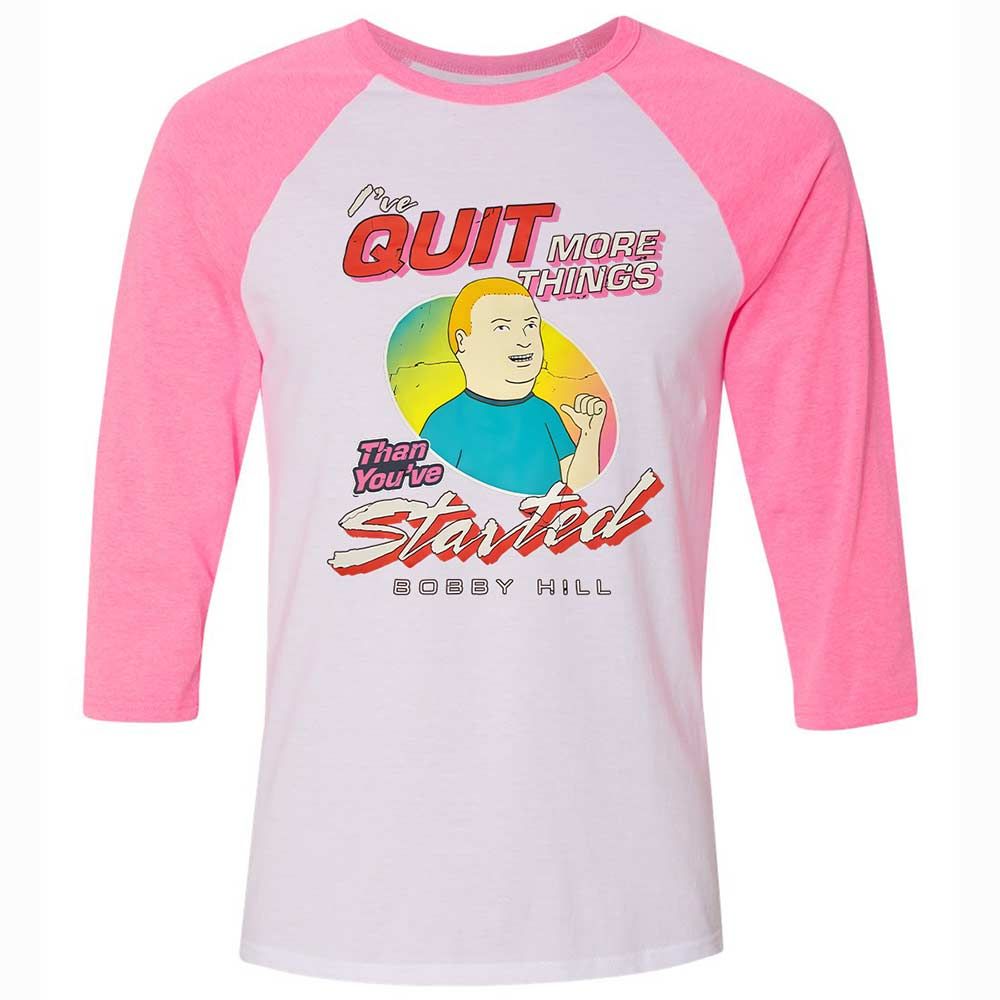 Unisex 3/4 Baseball Tee - QH4V7E6M - White/Neon Pink - 12