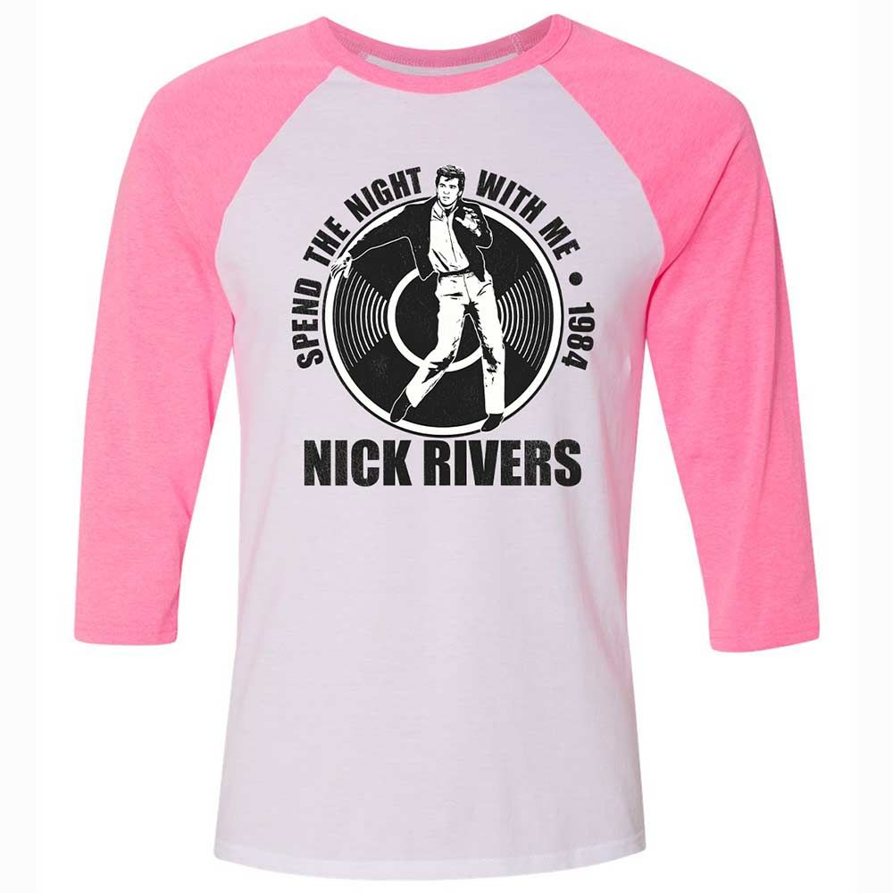 Unisex 3/4 Baseball Tee - B64QWLKU - White/Neon Pink - 12