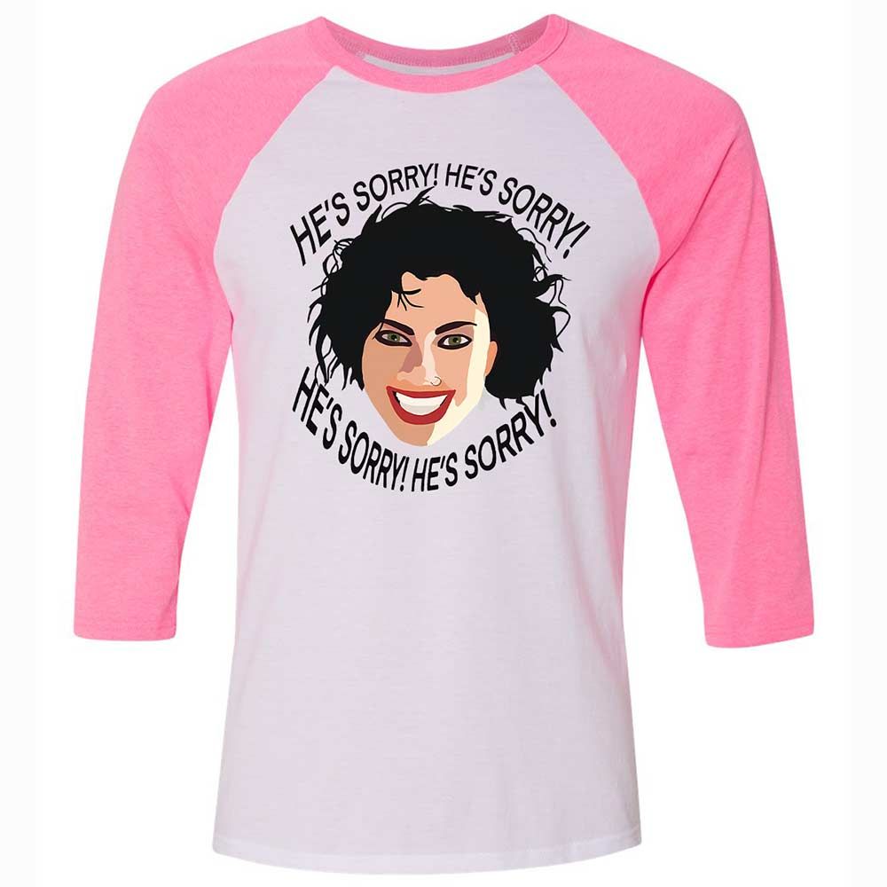 Unisex 3/4 Baseball Tee - XRKF3ZXR - White/Neon Pink - 12