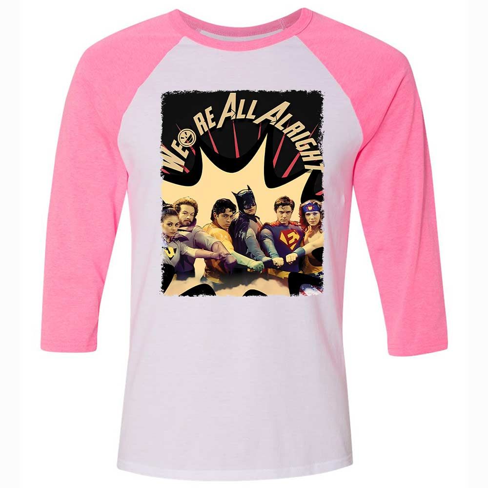 Unisex 3/4 Baseball Tee - J55144CC - White/Neon Pink - 12