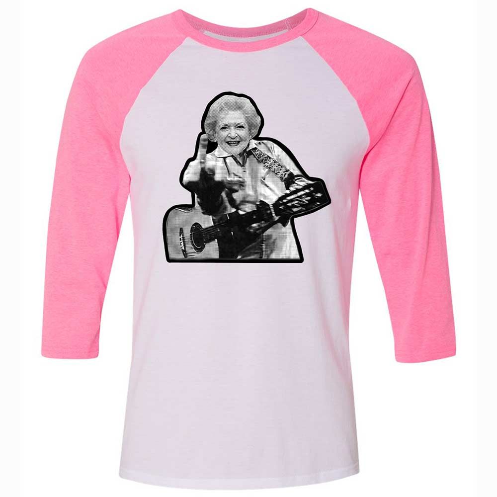 Unisex 3/4 Baseball Tee - X2KGB8AZ - White/Neon Pink - 12