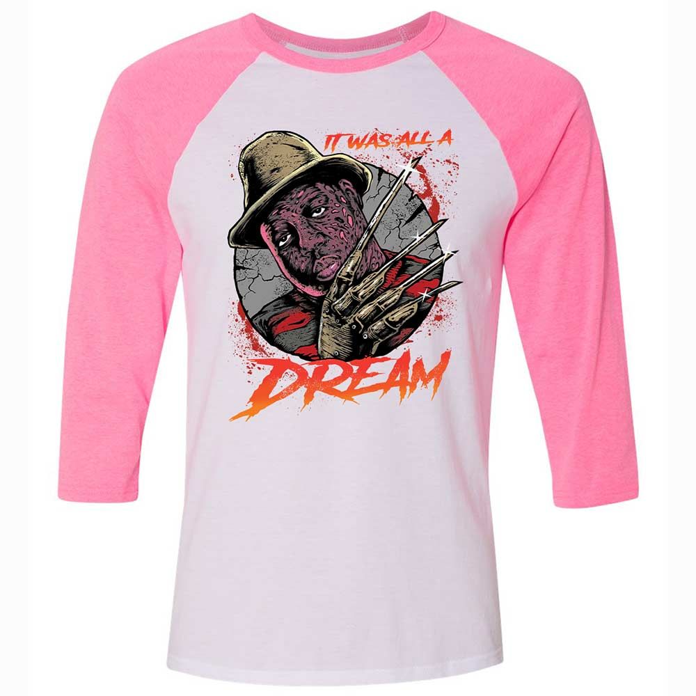 Unisex 3/4 Baseball Tee - A9HC2J68 - White/Neon Pink - 12