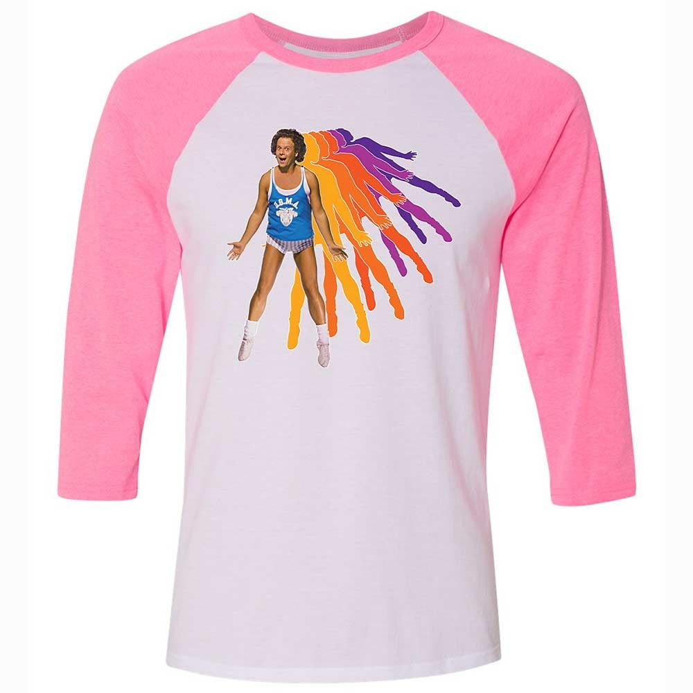 Unisex 3/4 Baseball Tee - B1GVLMZQ - White/Neon Pink - 12