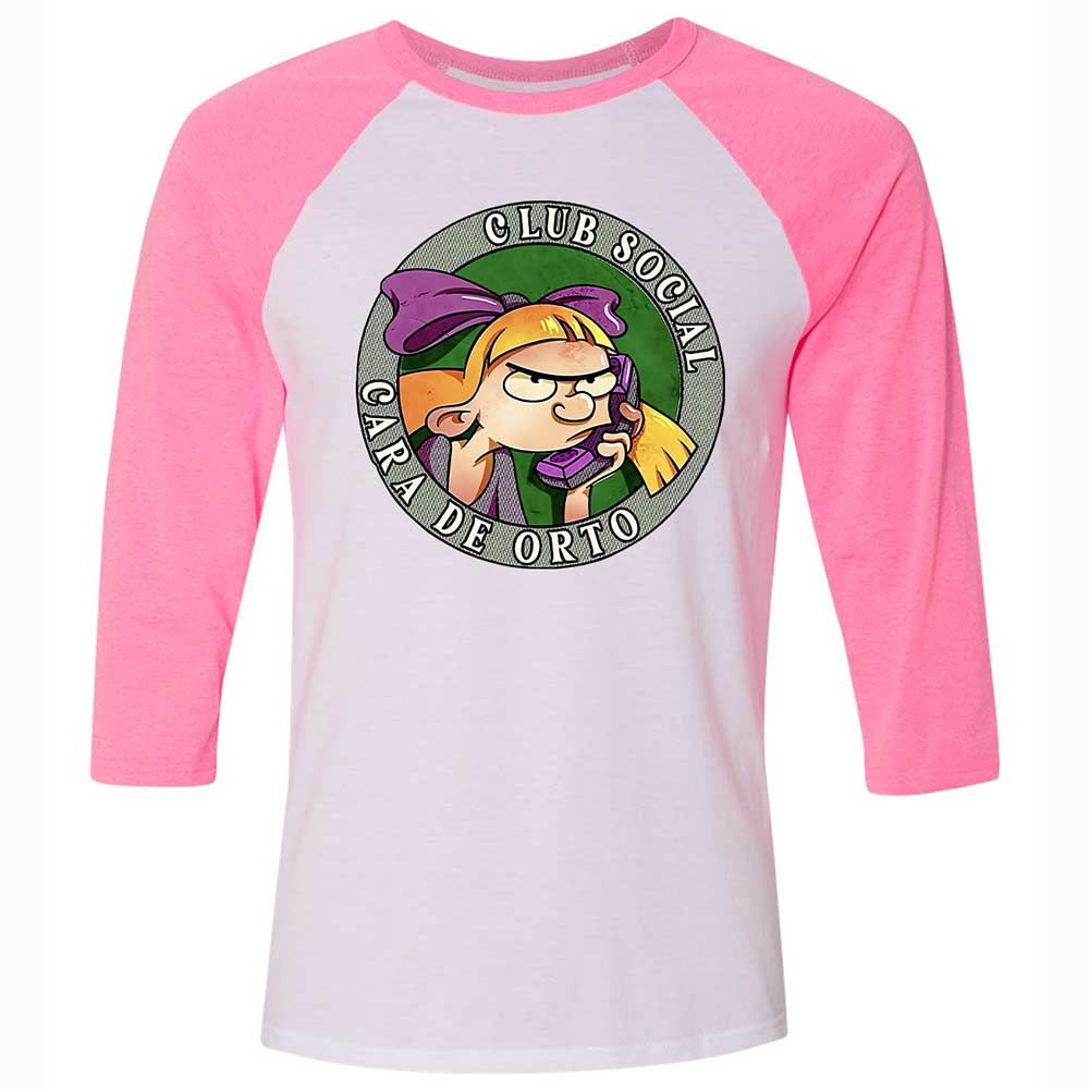 Unisex 3/4 Baseball Tee - H9A22KG1 - White/Neon Pink - 12