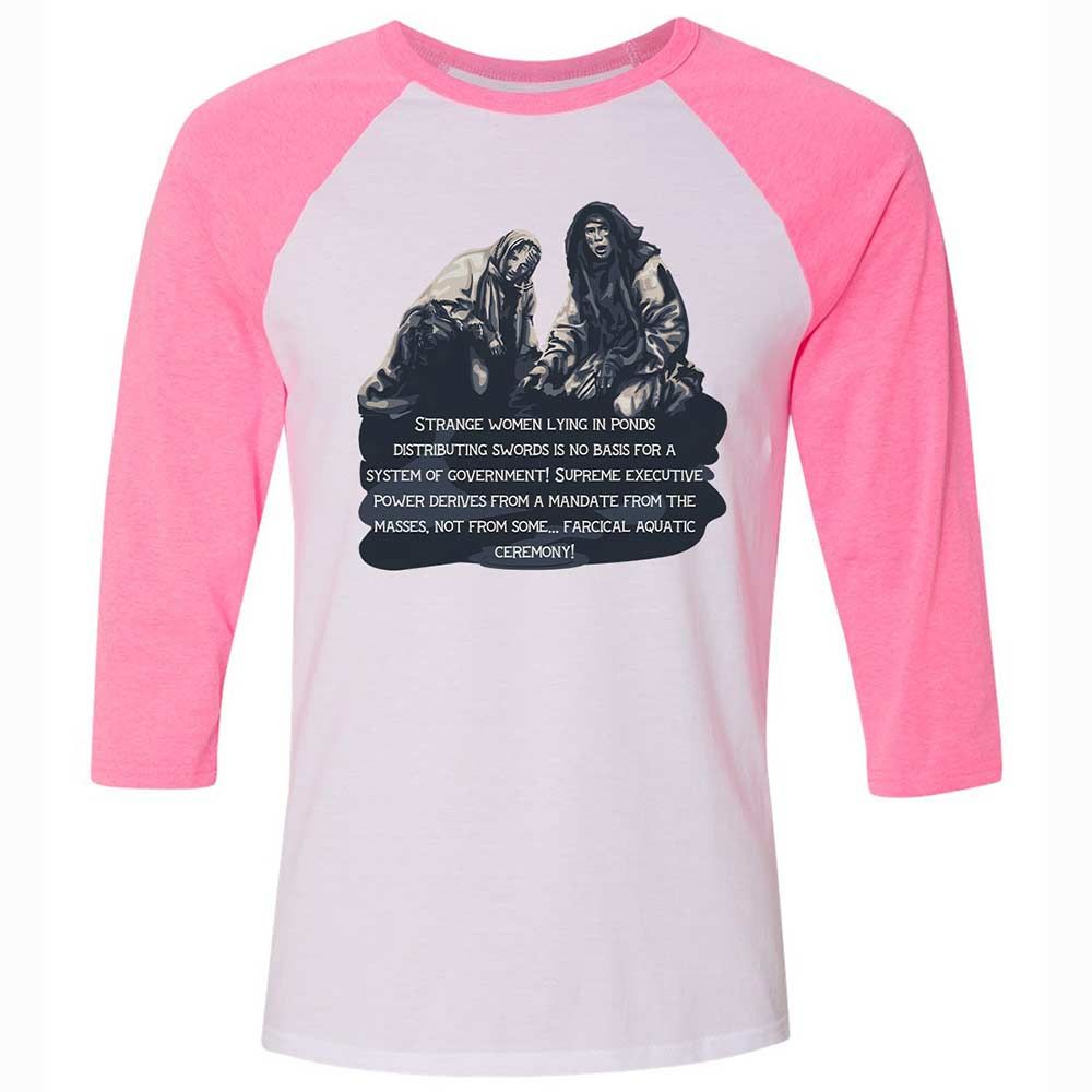 Unisex 3/4 Baseball Tee - VVCJEKRU - White/Neon Pink - 12