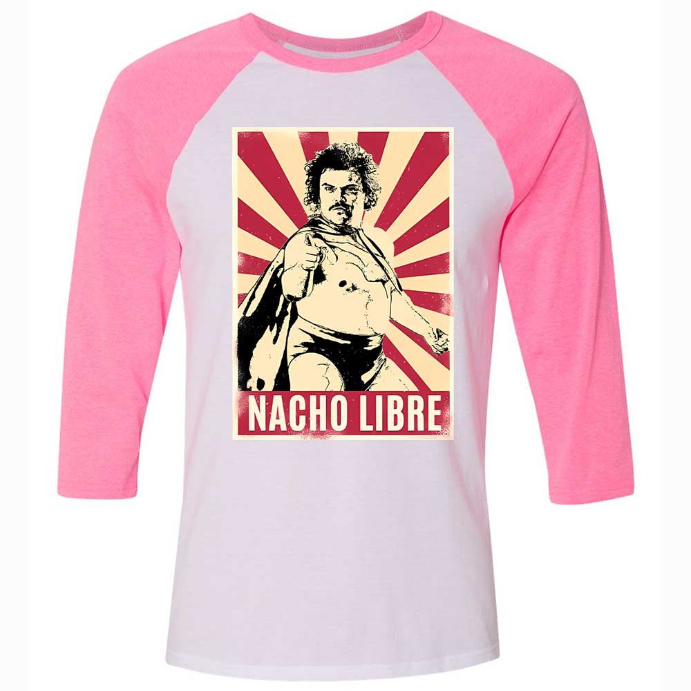 Unisex 3/4 Baseball Tee - CGSSC2WS - White/Neon Pink - 12