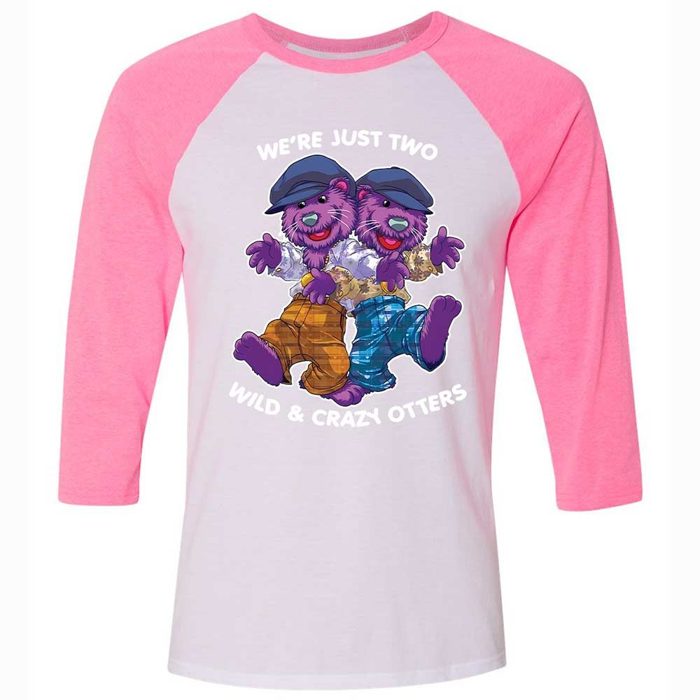 Two wild & crazy otters - White/Neon Pink - 12