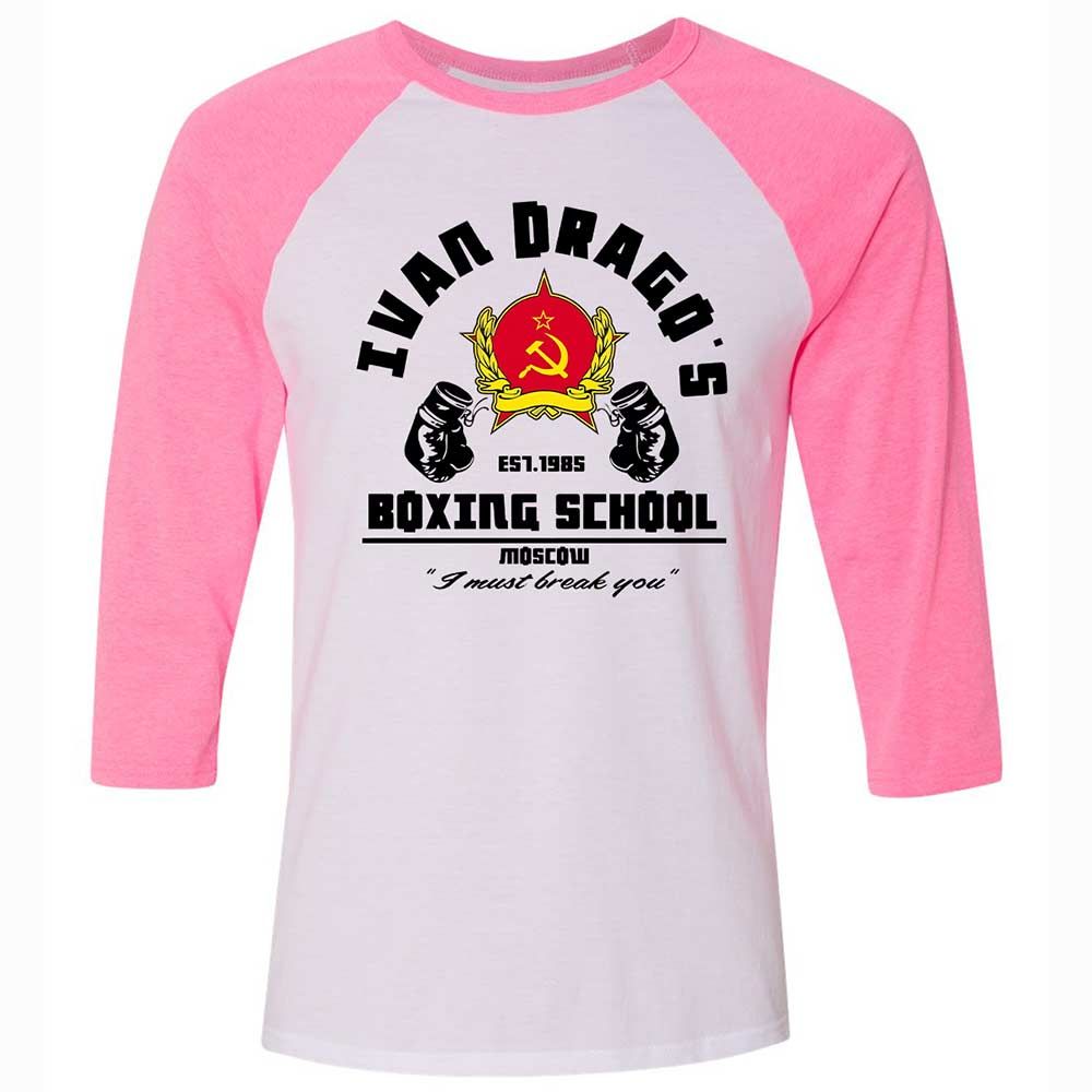 Unisex 3/4 Baseball Tee - 9L4F8MPM - White/Neon Pink - 12