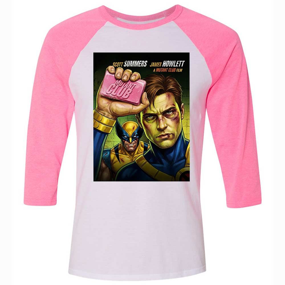 Unisex 3/4 Baseball Tee - T1QPUNC2 - White/Neon Pink - 12